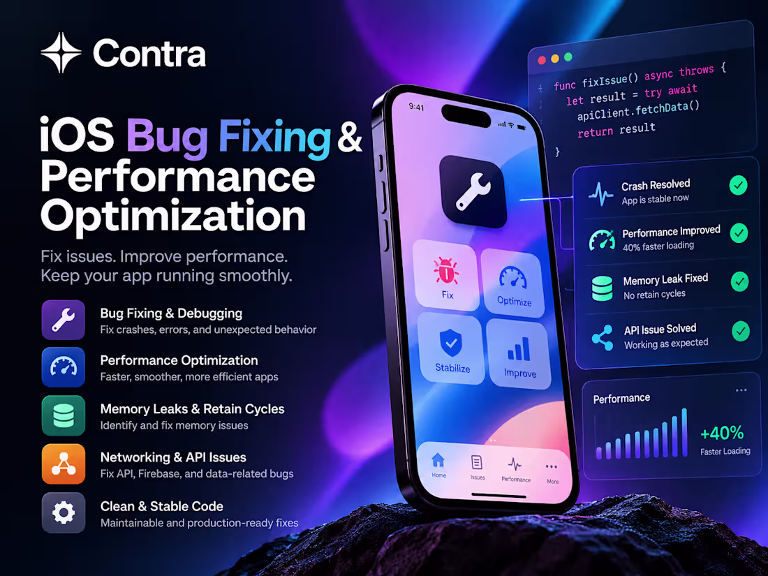 Cover image for iOS Bug Fixing & Performance Optimization
