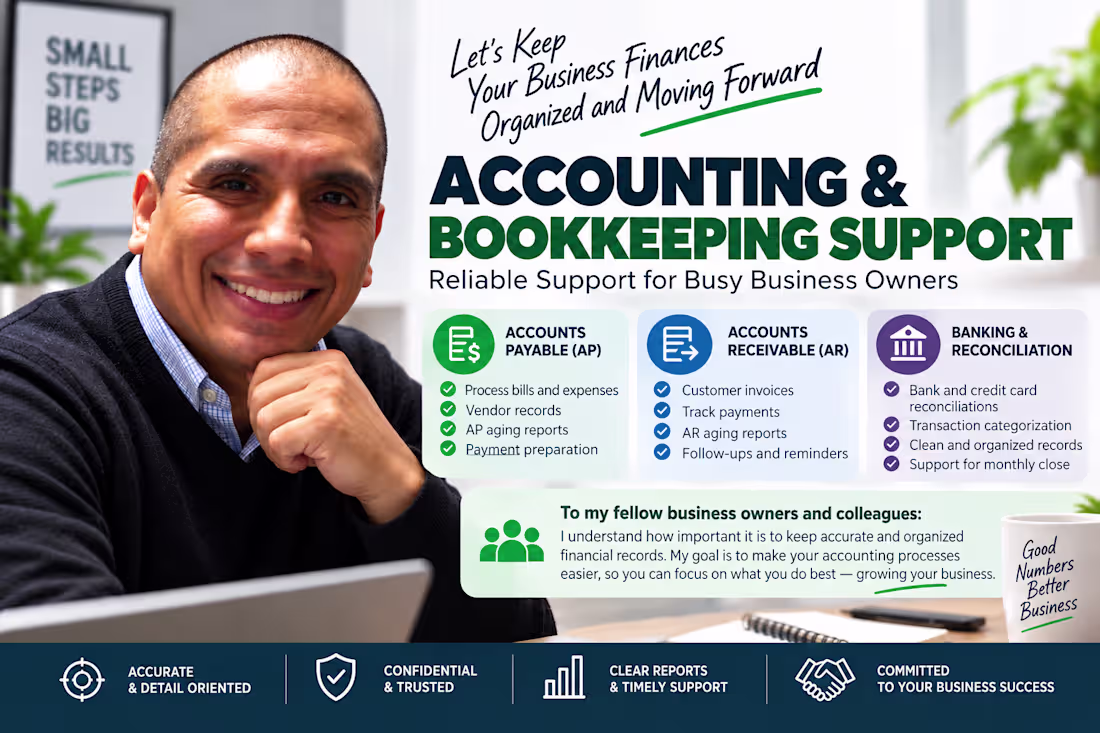 Cover image for Accounting & Bookkeeping Support | AP, AR & Banking