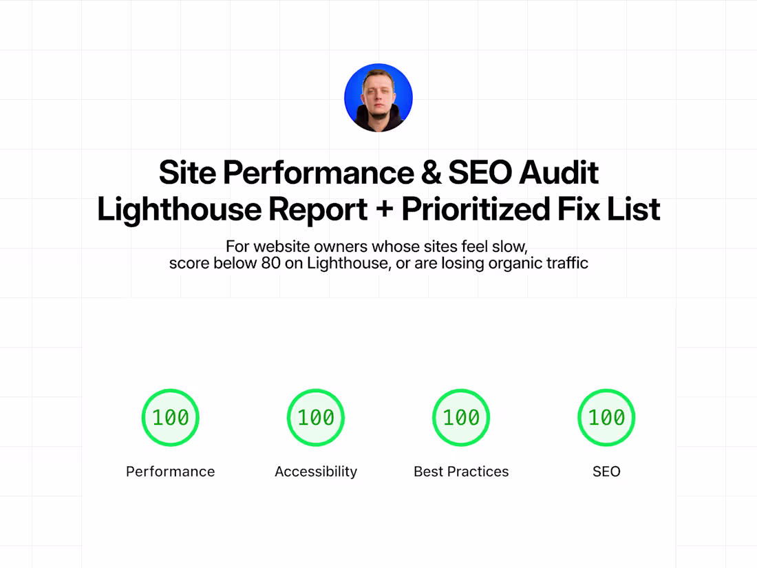 Cover image for Site Performance & SEO Audit - Report + Prioritized Fix List