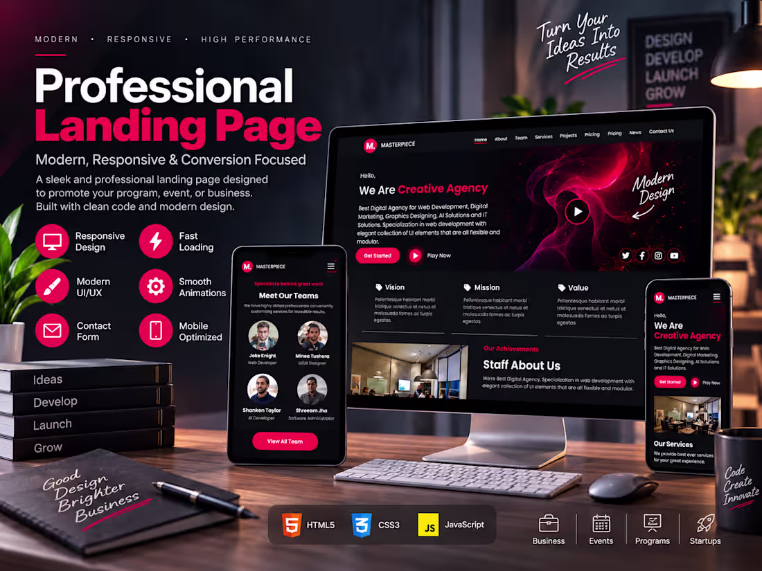 Cover image for Professional Responsive Landing Page Design