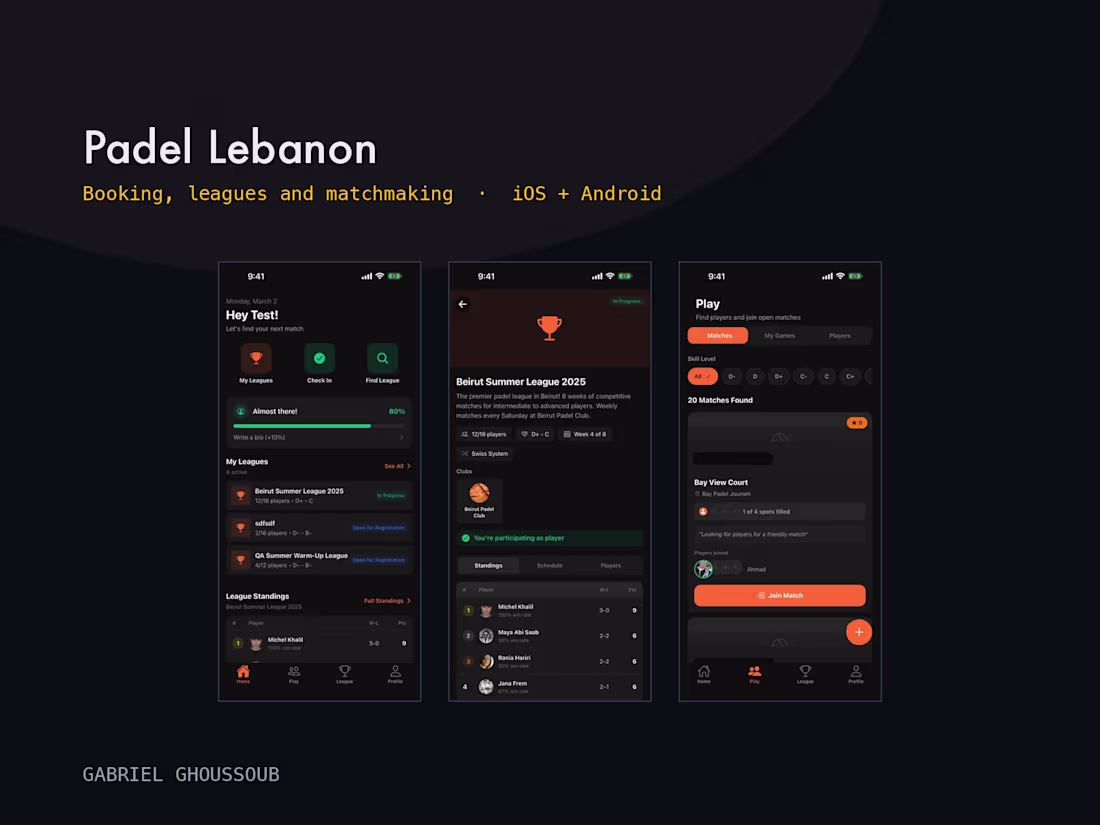 Cover image for Padel Lebanon: booking and league platform