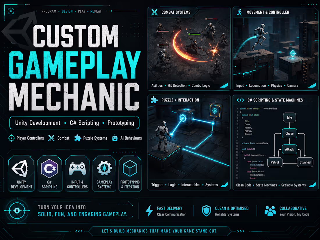 Cover image for Custom Unity Gameplay Mechanic Development