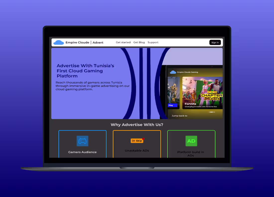 Cover image for UI and UX reviews of web advertising page for cloud gaming