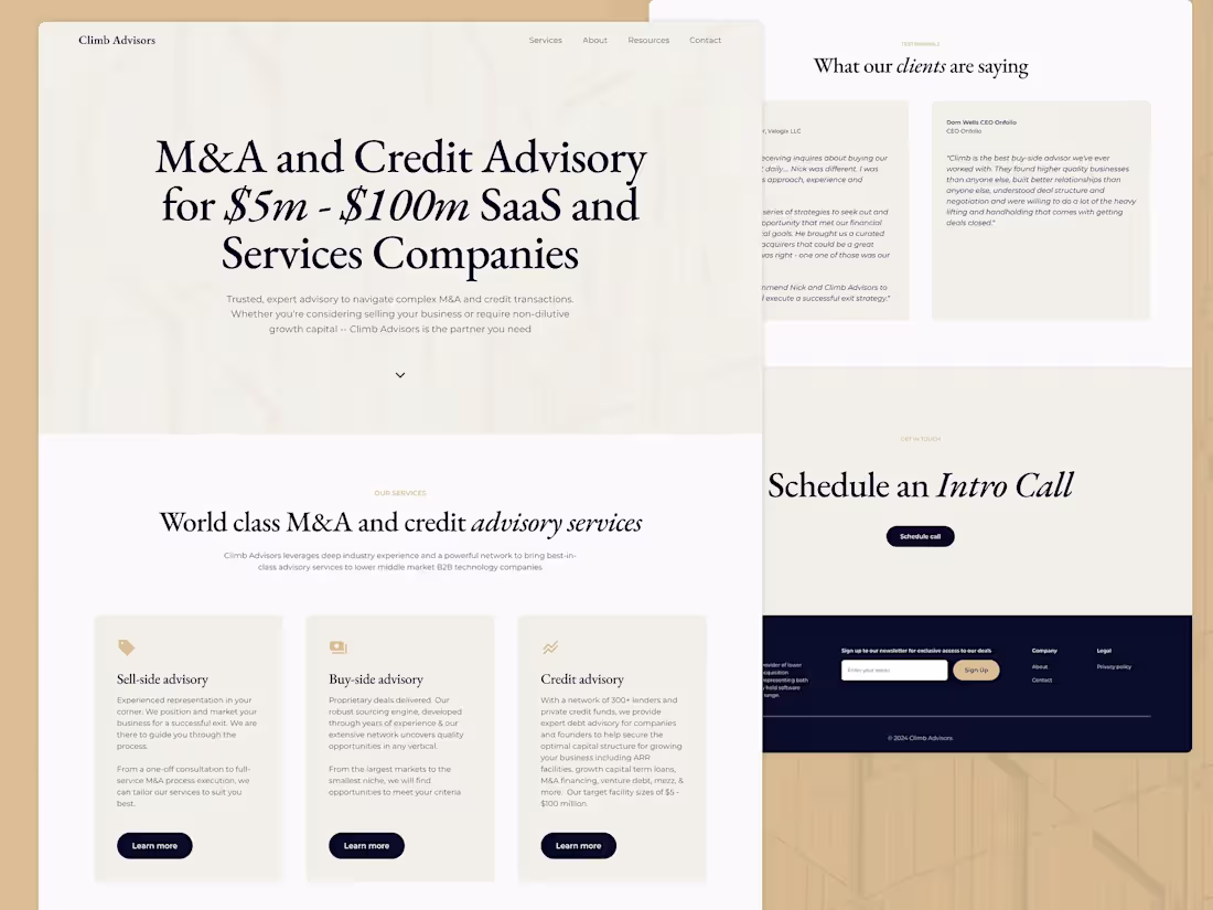 Cover image for Climb Advisors Landing Page and Brand Design