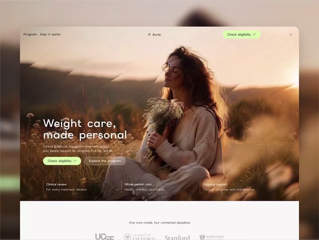 Cover image for Auria: A Framer Website for Weight-Care Clinics