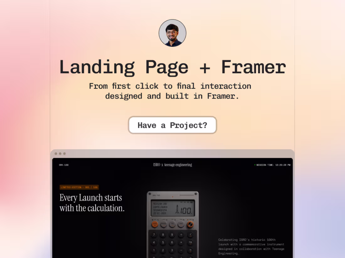 Cover image for Landing Page Design + Framer Development