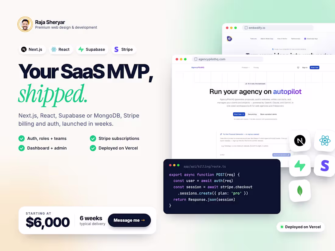Cover image for SaaS MVP Development with Next.js & React