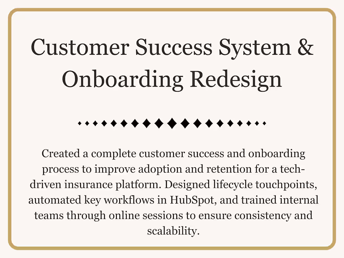 Cover image for Customer Success System and Onboarding Redesign
