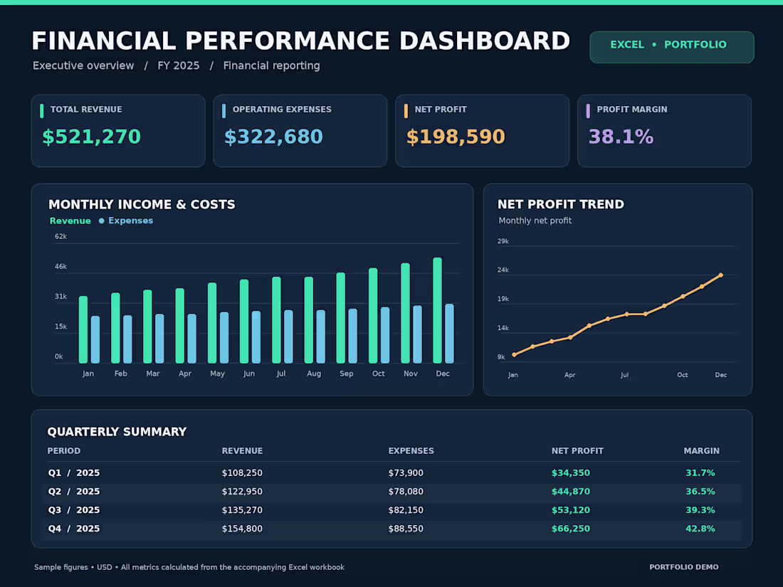 Cover image for Financial Performance Dashboard | Excel