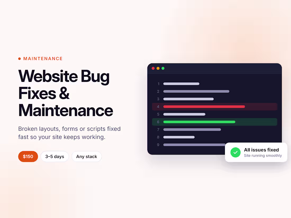 Cover image for Website Bug Fixes & Maintenance