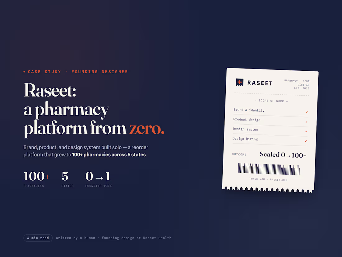 Cover image for Raseet: a pharmacy reorder platform taken from 0 to 100+ stores