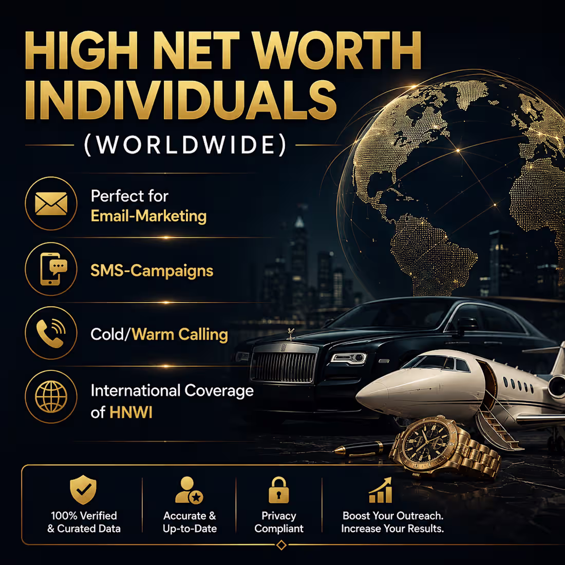 Cover image for 200 High Net Worth Individual (HNWI) leads -  Worldwide Coverage