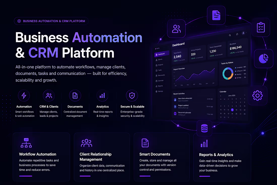 Cover image for Business Automation & CRM Platform
Developed