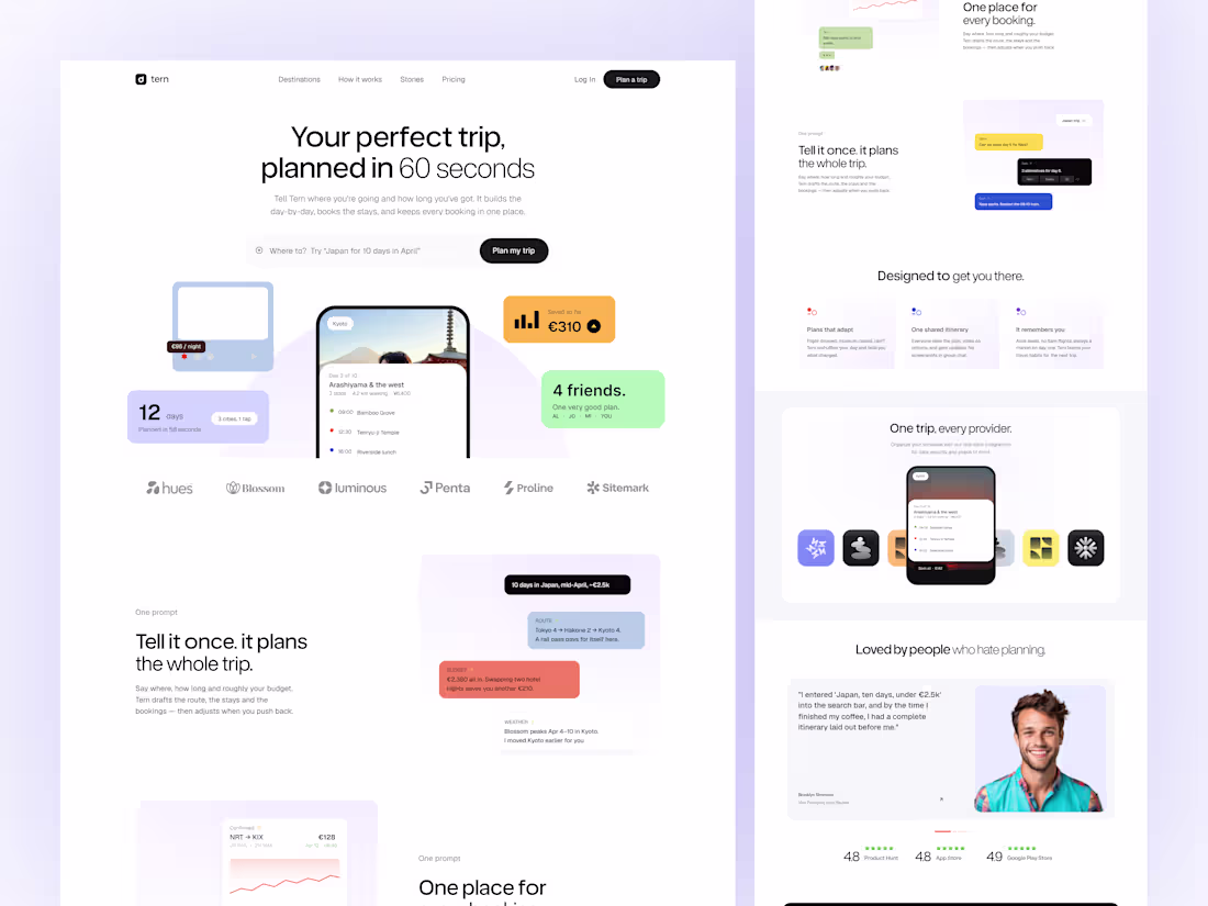 Cover image for Tern — AI Trip Planner Landing Page Tern is an AI trip plann...