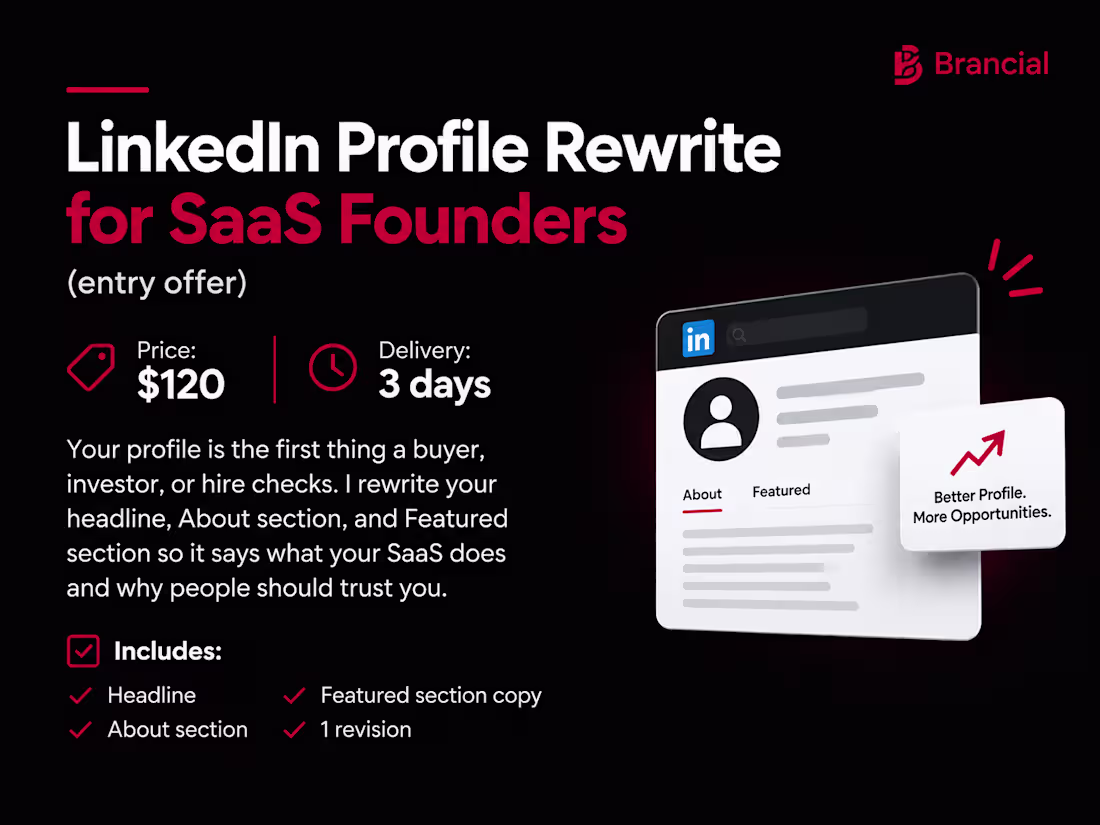 Cover image for LinkedIn Profile Rewrite for SaaS Founders