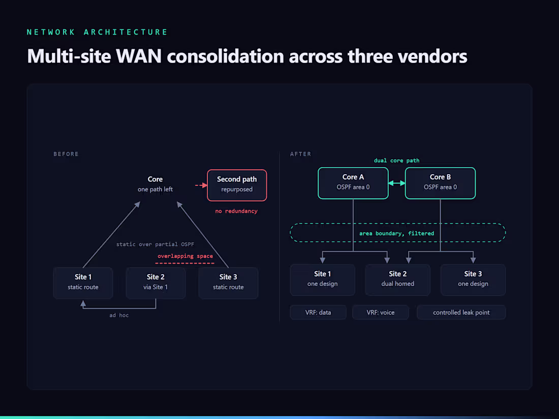 Cover image for Multi-site WAN consolidation across three vendors