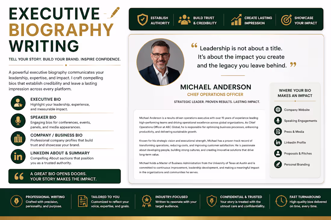 Cover image for Executive Biography Writing