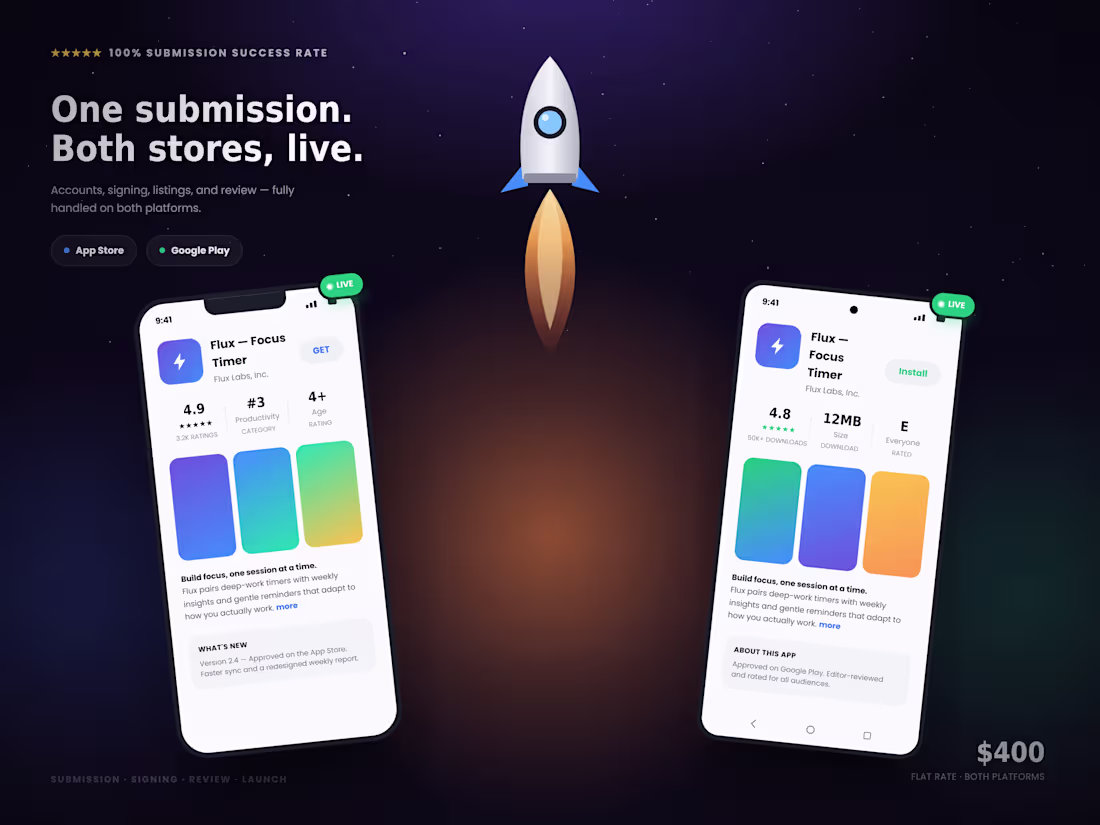Cover image for App Store Deployment — iOS & Android (Full Submission Service)