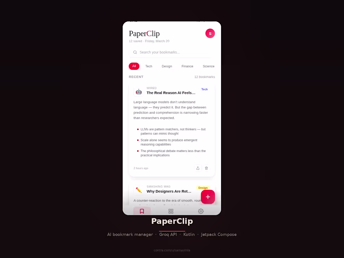 Cover image for PaperClip: AI Bookmark Manager. Android