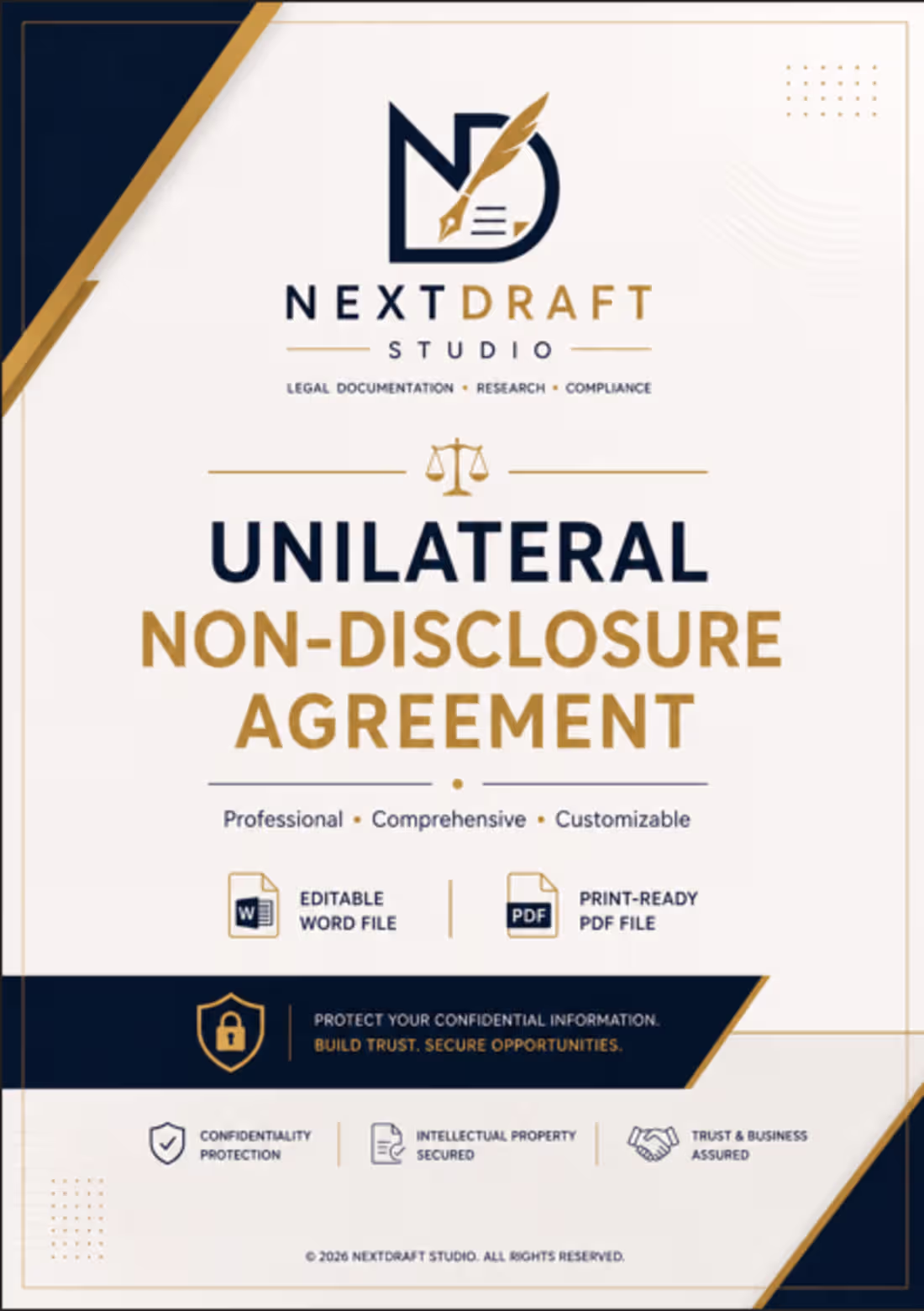 Cover image for Professional Unilateral Non-Disclosure Agreement (NDA)
Drafted