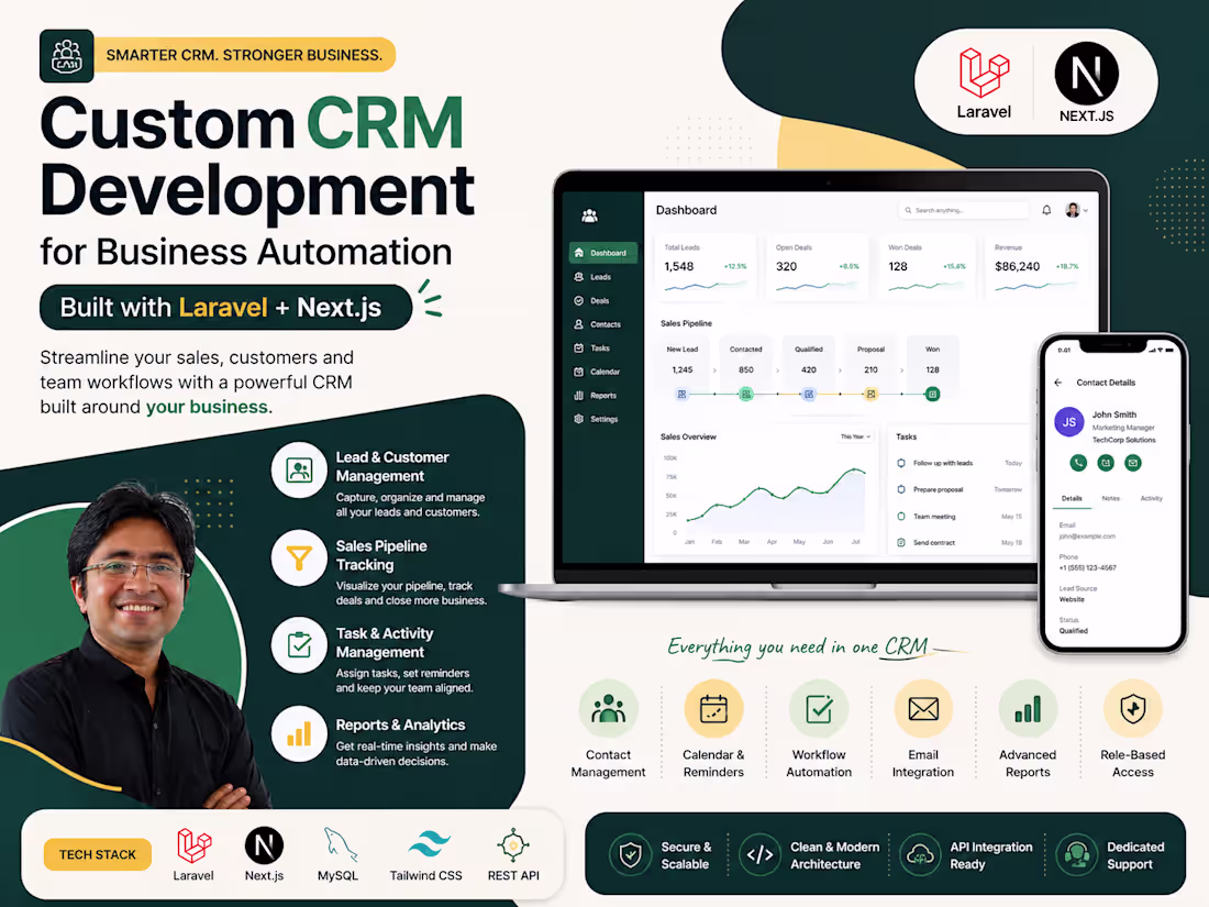 Cover image for Custom CRM Development for Business Automation Laravel + Next.js