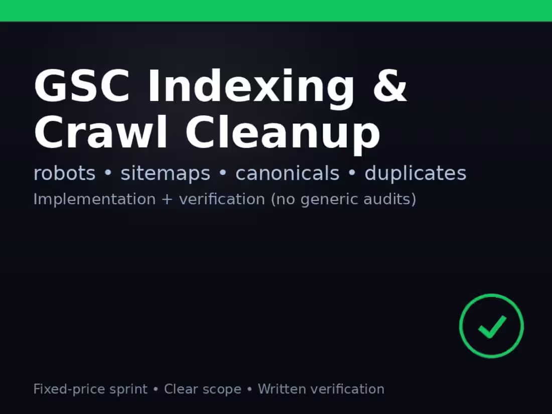 Cover image for GSC Indexing / Sitemap / Canonical Cleanup