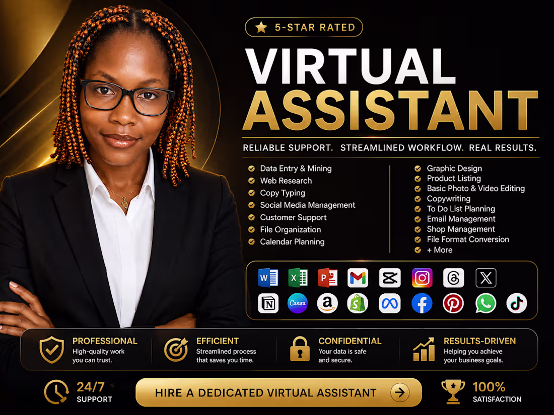 Cover image for I Will Be Your Reliable Virtual Assistant for Admin, Research 