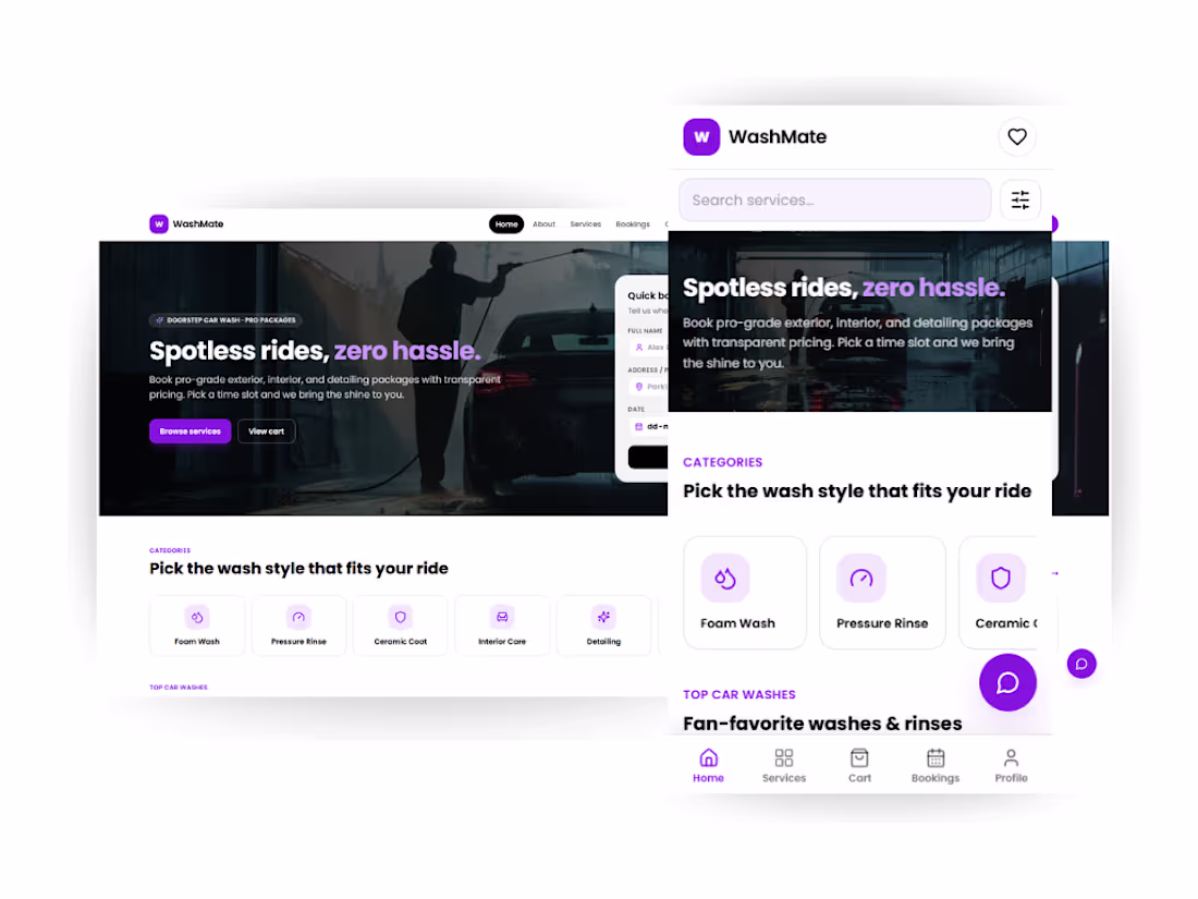 Cover image for Washmate - AI Powered Booking