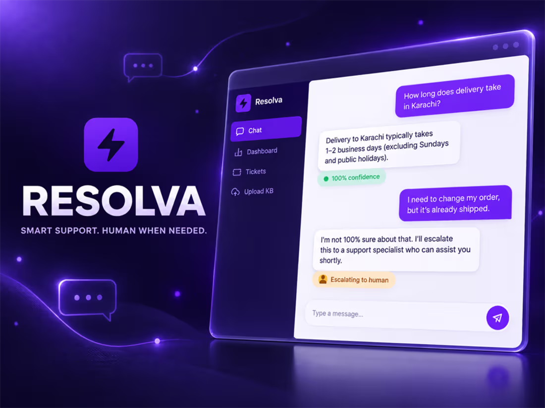 Cover image for Resolva – AI Customer Support Agent