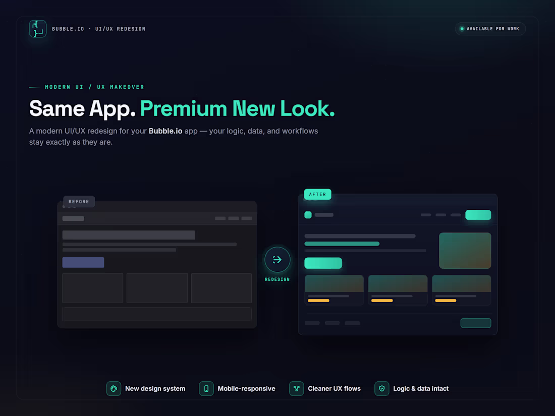 Cover image for Redesign Your Bubble.io App | Modern UI/UX