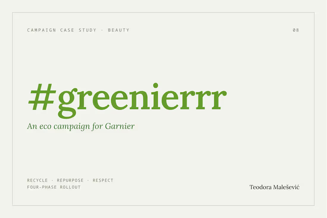 Cover image for Garnier "Greenier" - eco campaign concept 