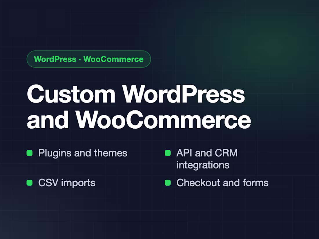 Cover image for Custom WordPress or WooCommerce development