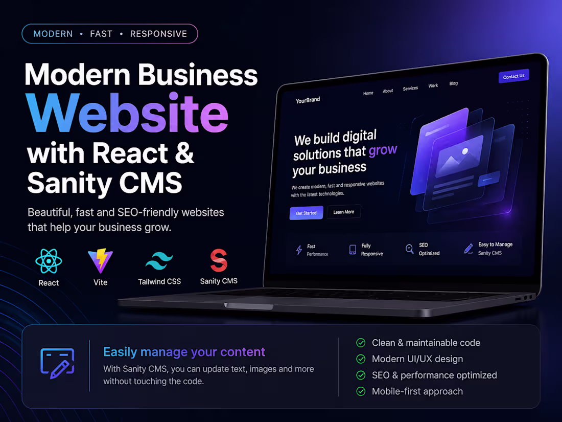 Cover image for Modern React Business Website (with Optional Sanity CMS)