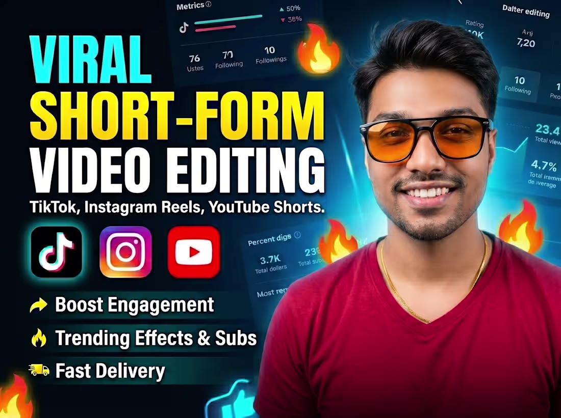 Cover image for I will edit short form video for tiktok, reels and youtube short