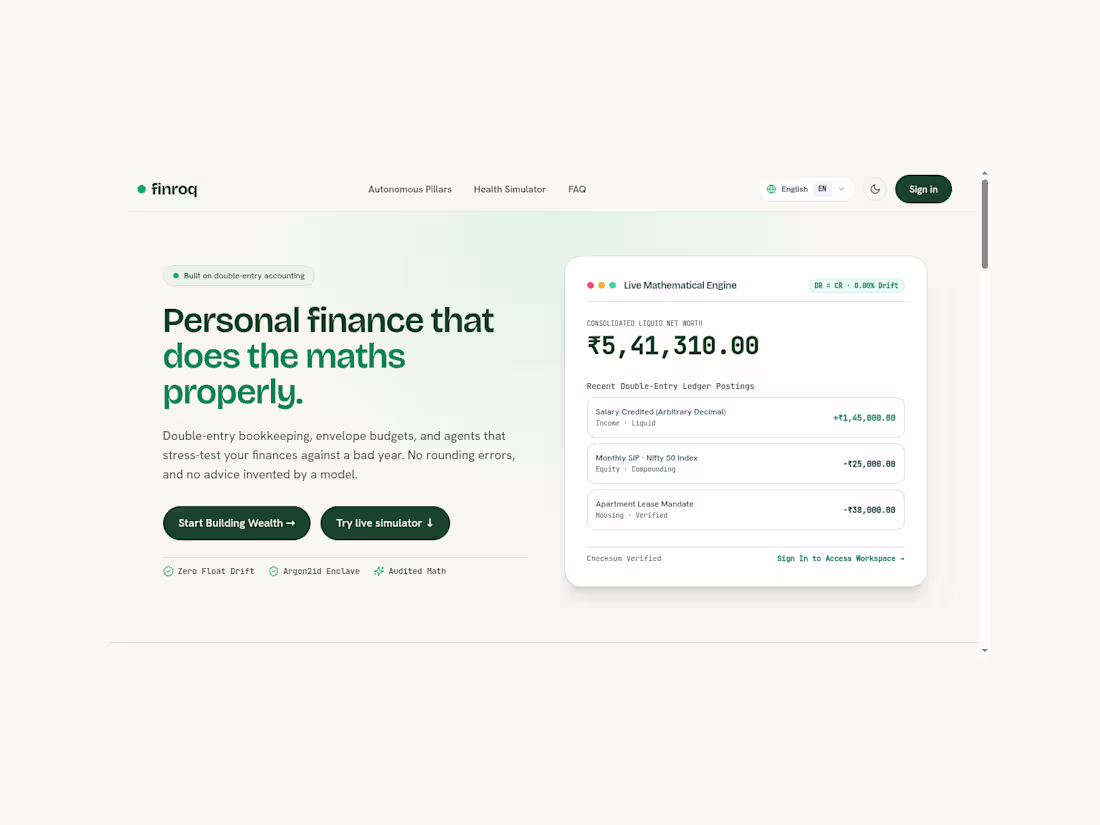 Cover image for FINROQ - Personal Finance Web App