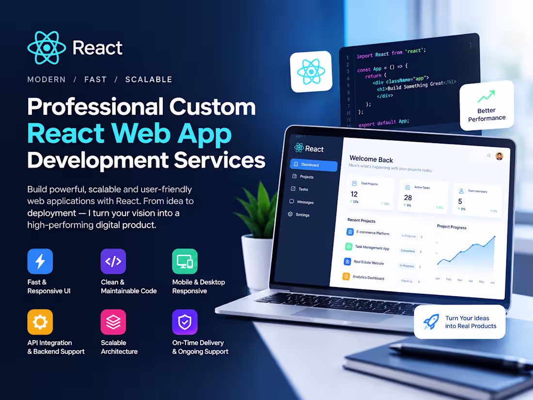 Cover image for Professional Custom React Web App Development Services