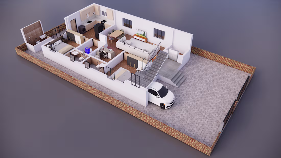 Cover image for 3 D Cut view Floor Plan Architectural Visualization