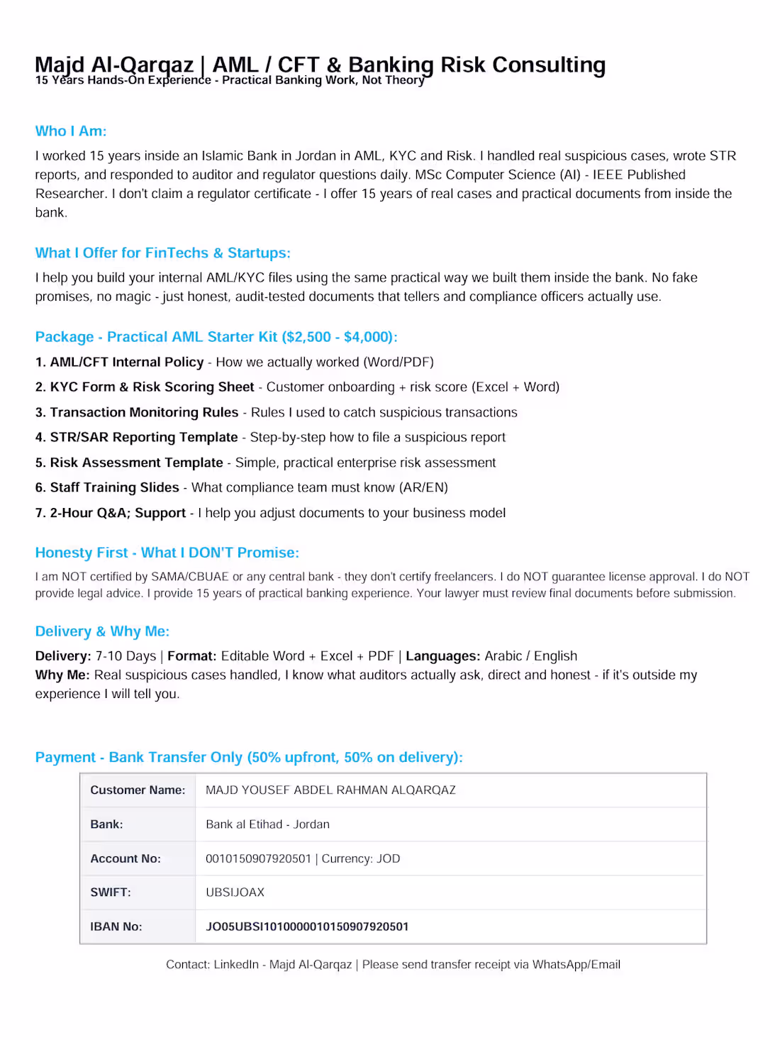 Cover image for AML/CFT Starter Kit for FinTechs Practical Bank-Tested Documents