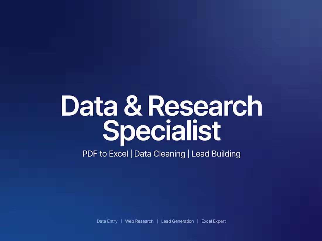 Cover image for I will do accurate data entry and excel cleanup