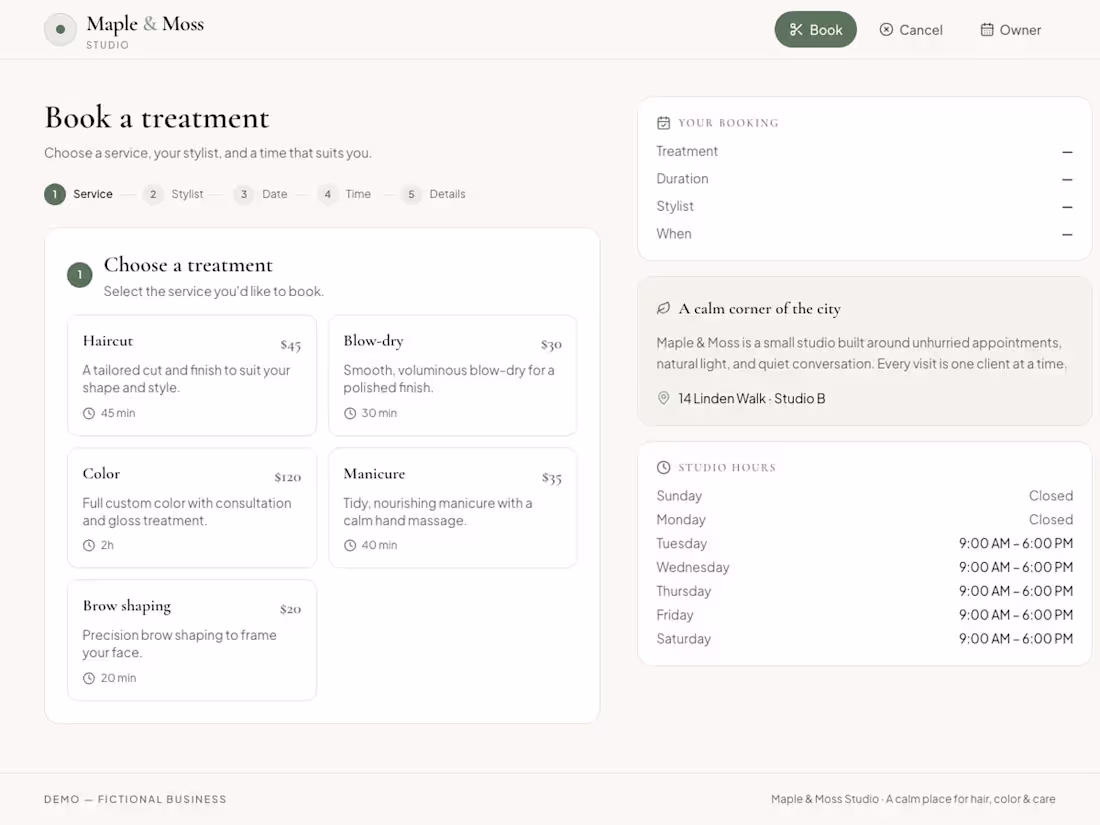Cover image for Salon Booking App Built on Base44 (demo)