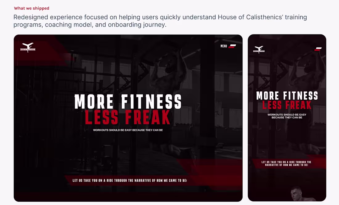 Cover image for Redesigning an Online Calisthenics Platform for Higher Conversions