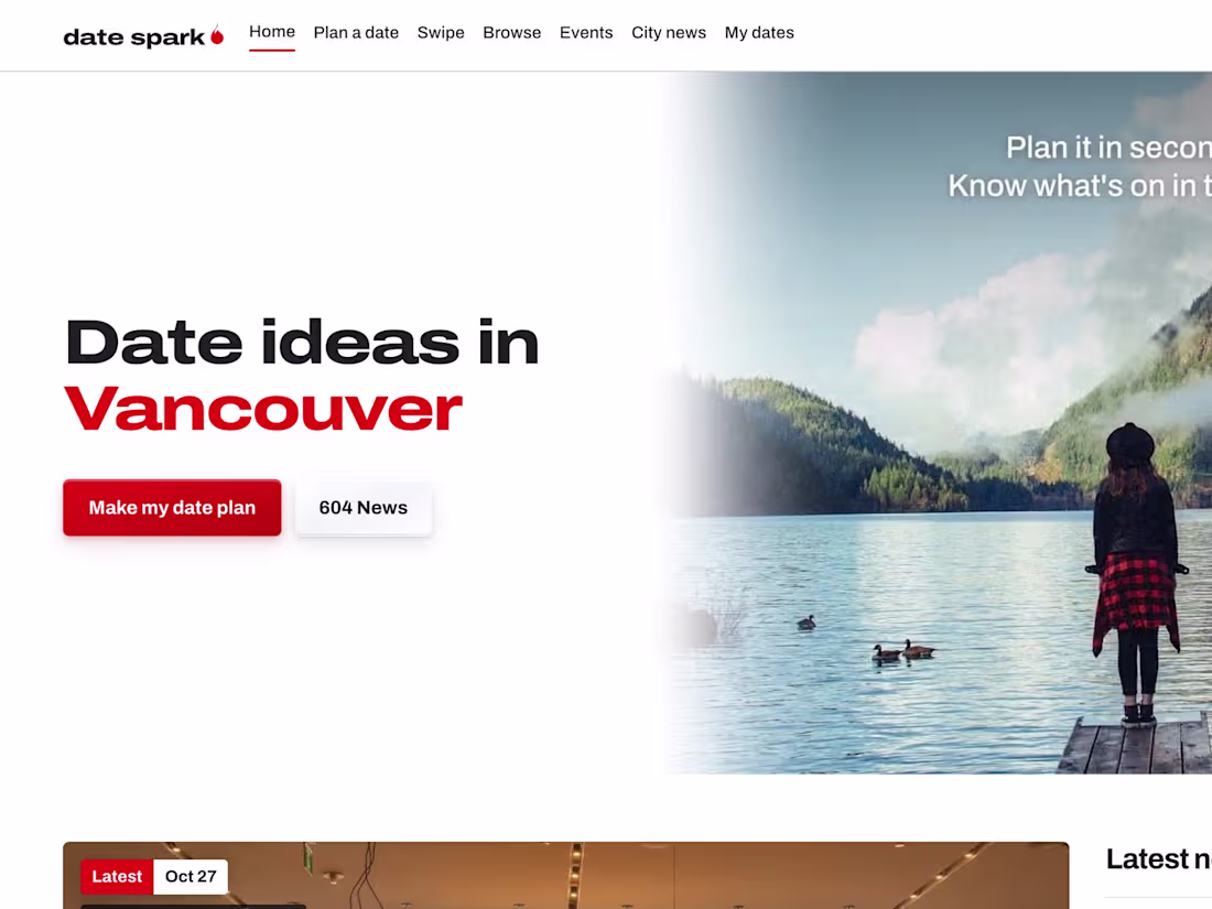 Cover image for datespark.ca: Vancouver date ideas website, built and ranked