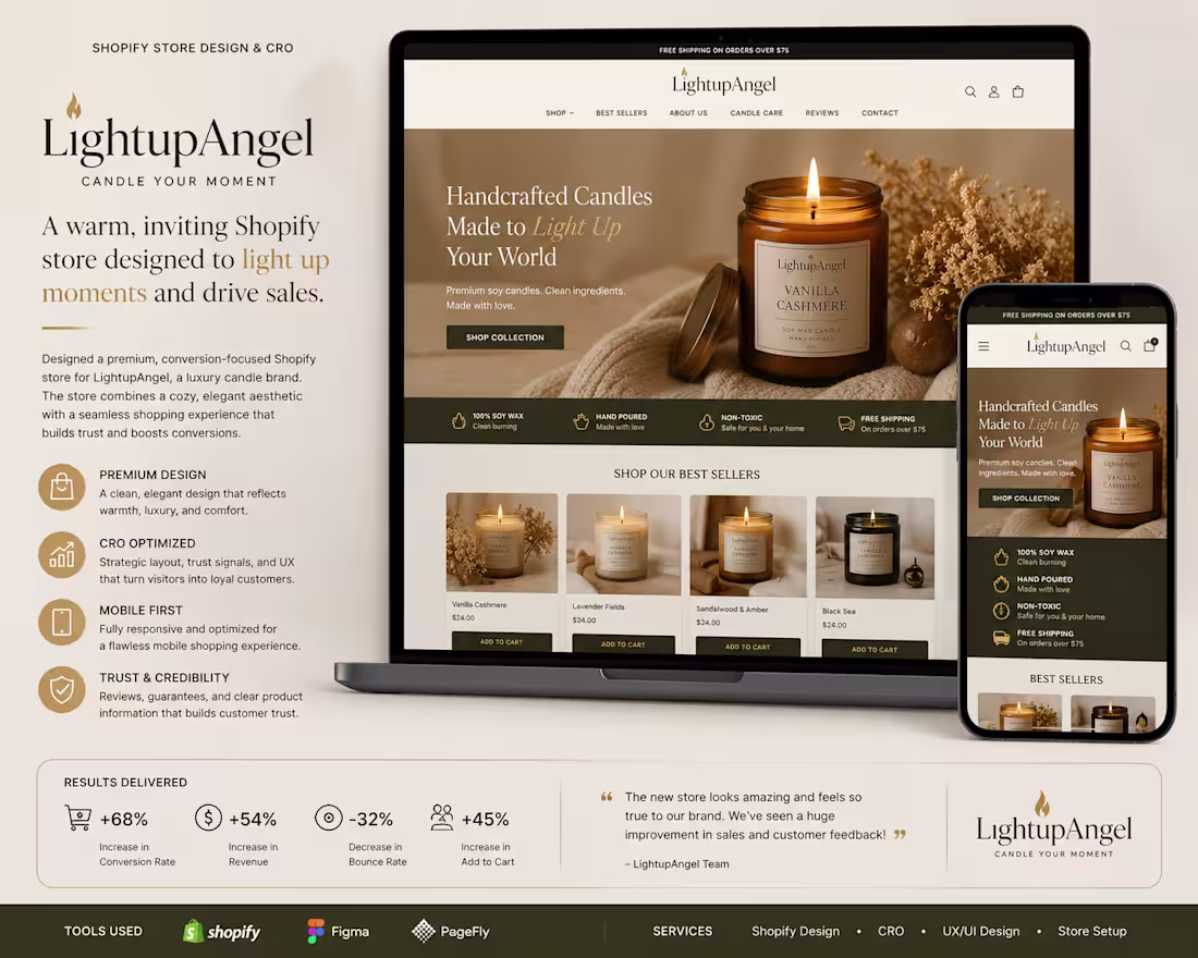 Cover image for LightupAngel | Shopify Store Design
