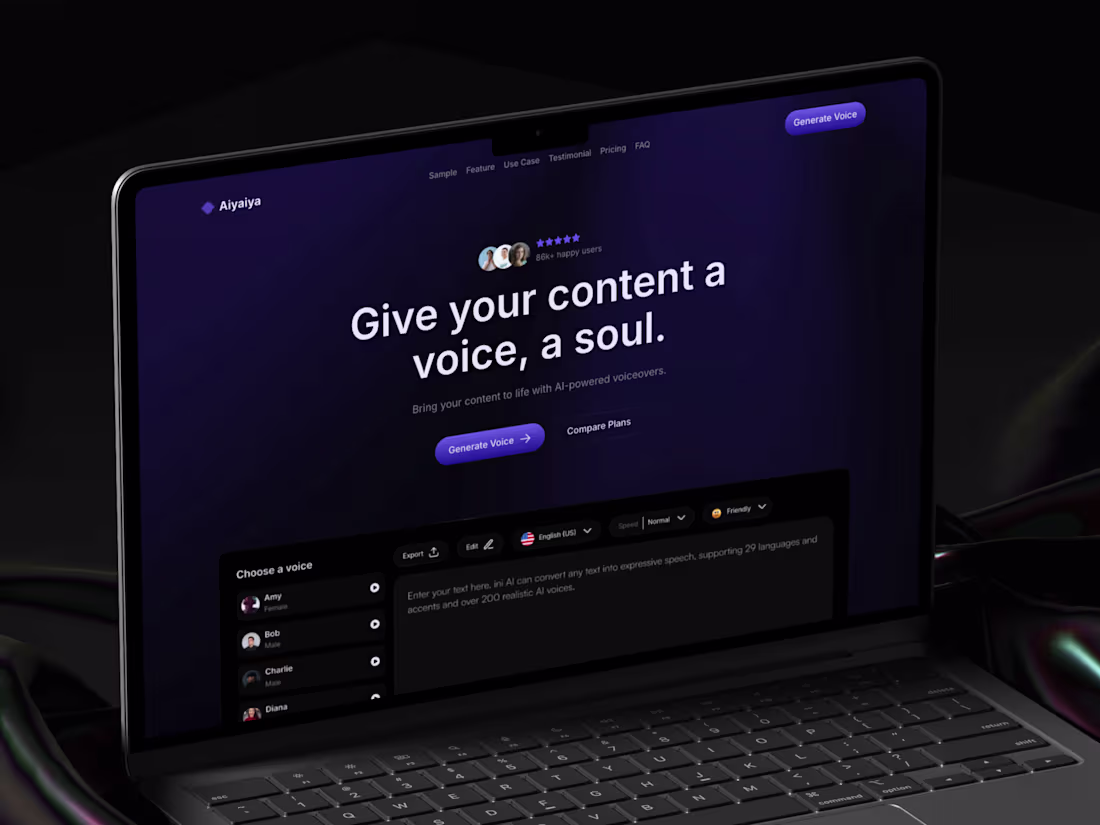 Cover image for Aivoys — AI SaaS Landing Page (TTS)