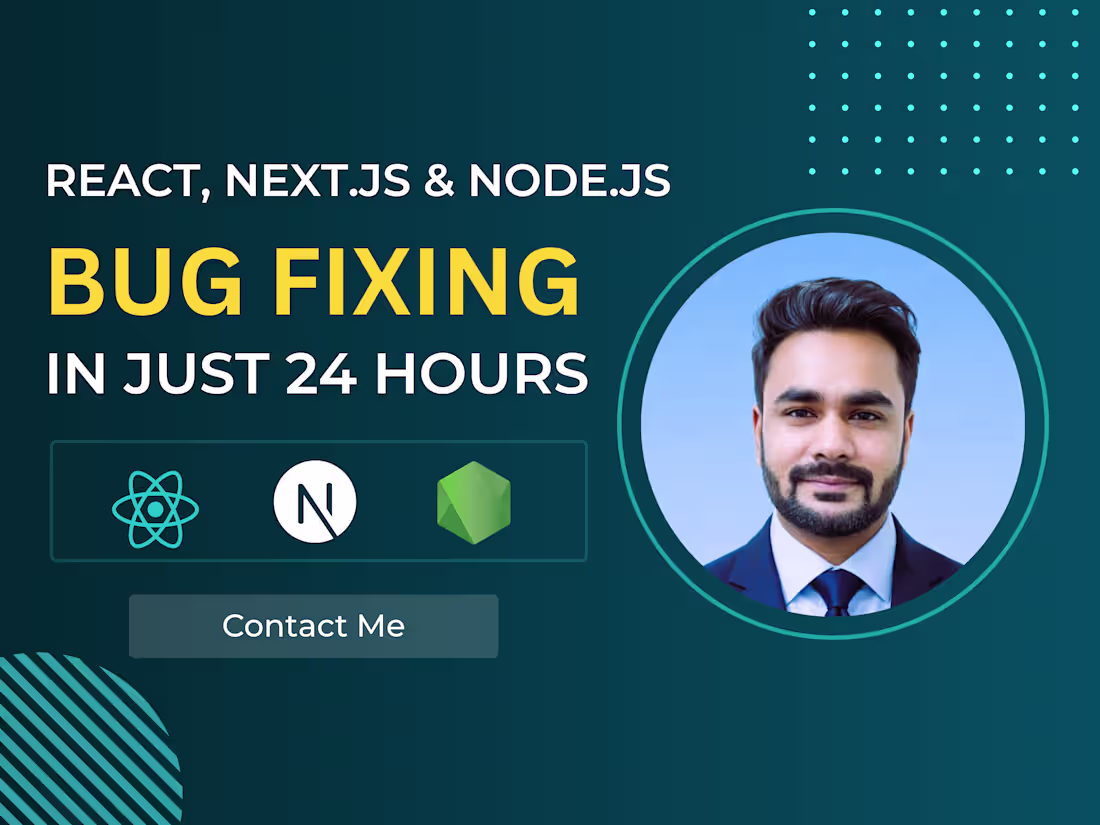 Cover image for React, Next.js & Node.js Bug Fixes | Top Rated on Fiverr