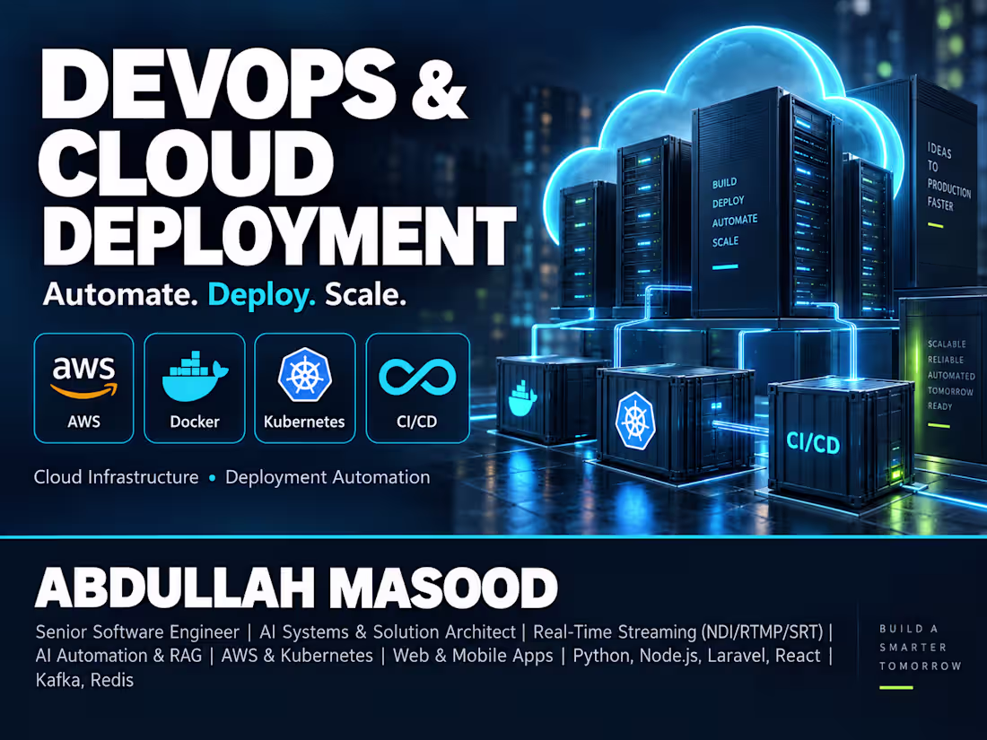 Cover image for DevOps & Cloud Deployment | AWS, Docker, Kubernetes & CI/CD