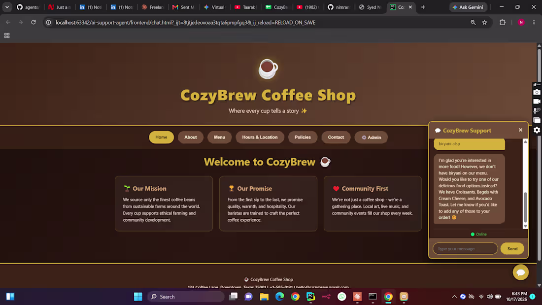 Cover image for AI Support & Ordering Agent for Cafés and Restaurants