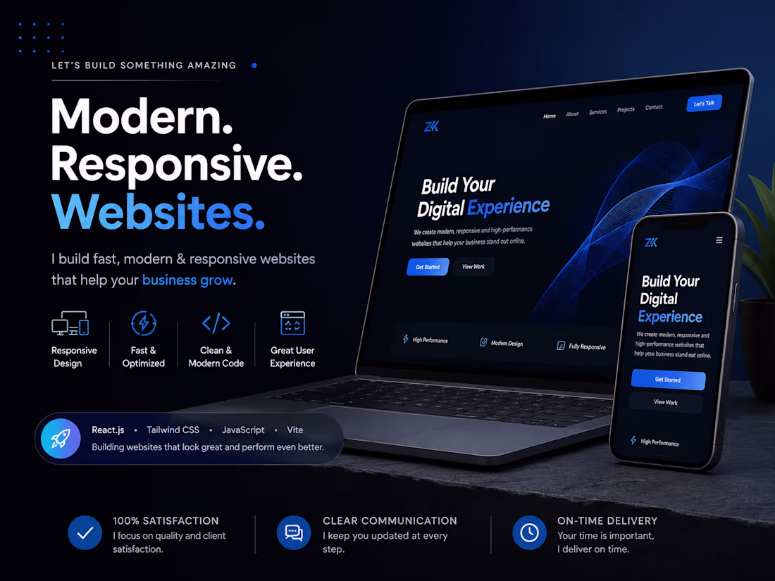 Cover image for Modern responsive websites for startups & personal brands