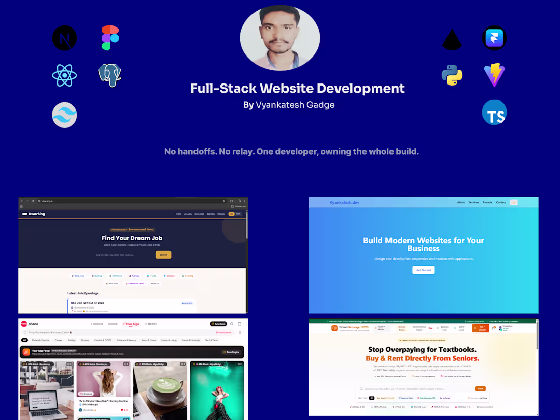 Cover image for Full-Stack Website Development — Next.js, Supabase, Vercel