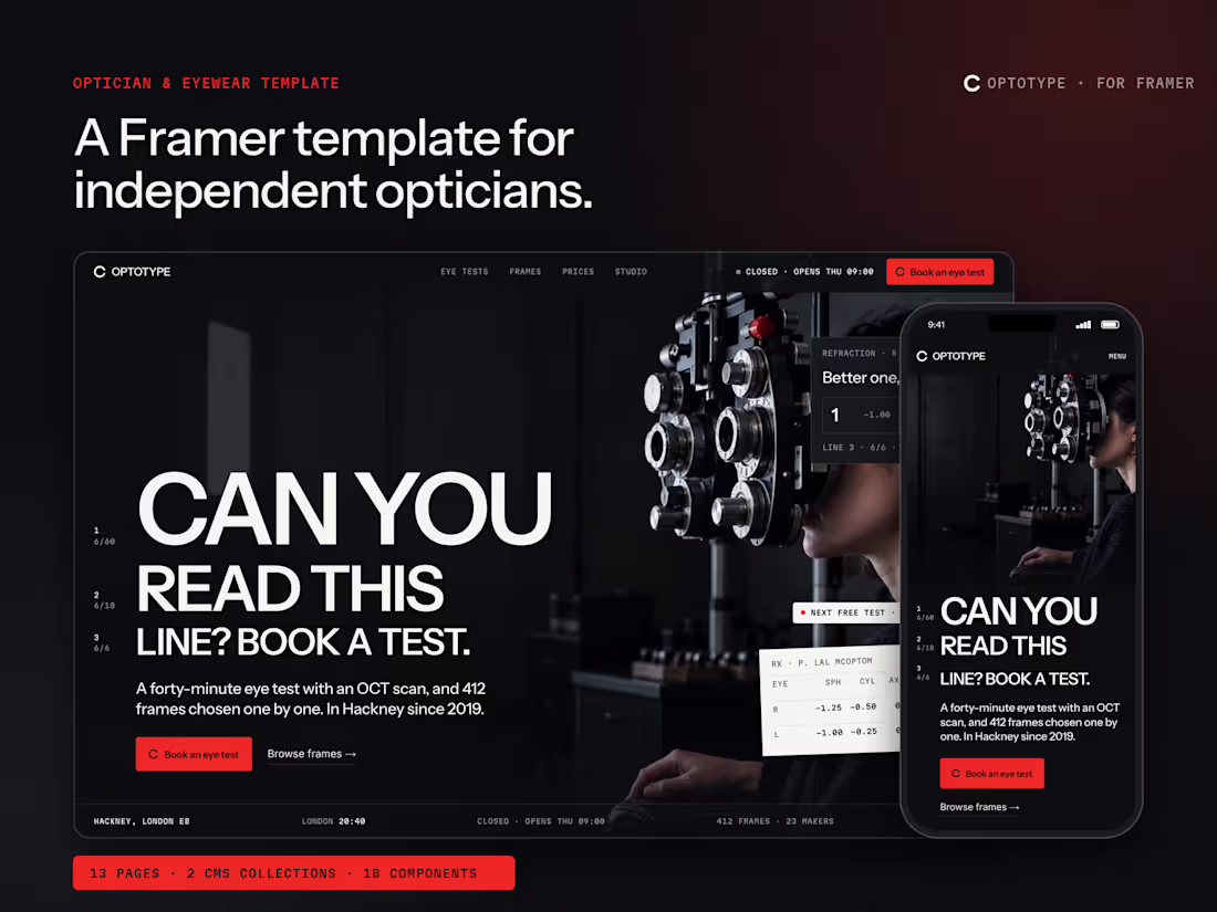 Cover image for Just shipped Optotype: a Framer